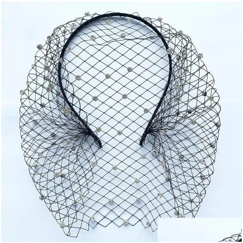 bridal veils white birdcage headband veil rhinestone crystals hoop jewelry headpiece wedding accesories for bride headwear