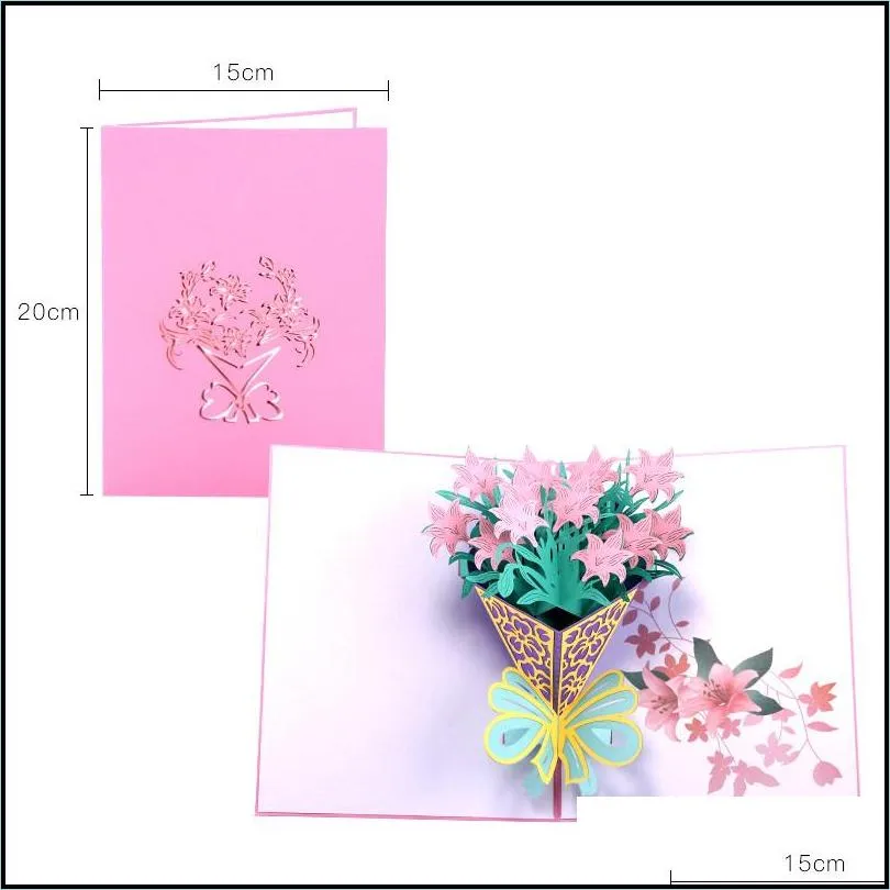 mothers day greeting cards postcard 3d  up flower thank you mom happy birthday invitation customized gifts wedding paper