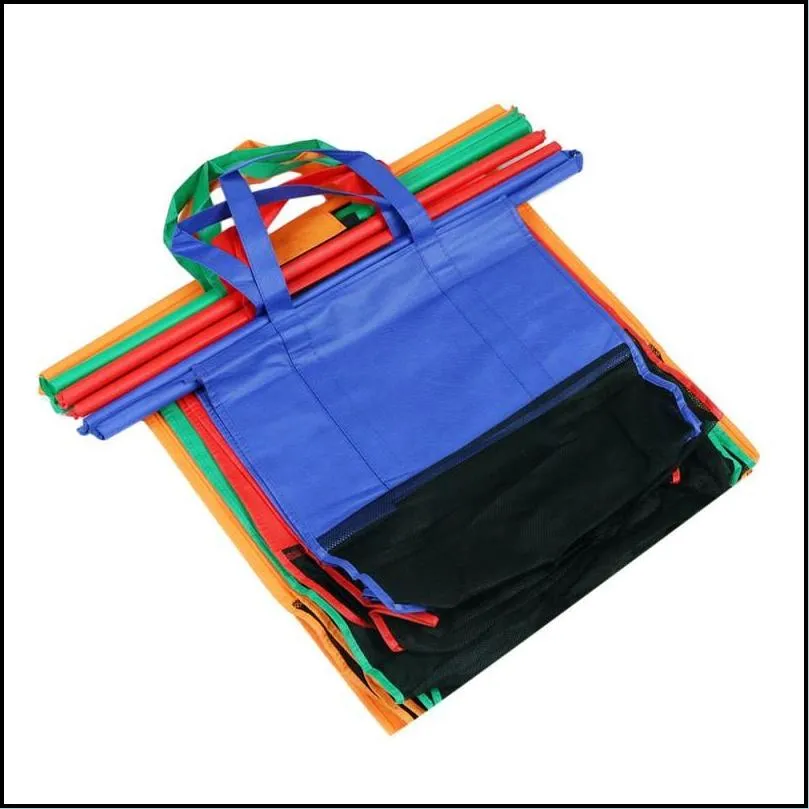 4pcs/set shopping cart trolley bags foldable reusable grocery shopping bag eco supermarket bag easy to use and heavy duty bolsas