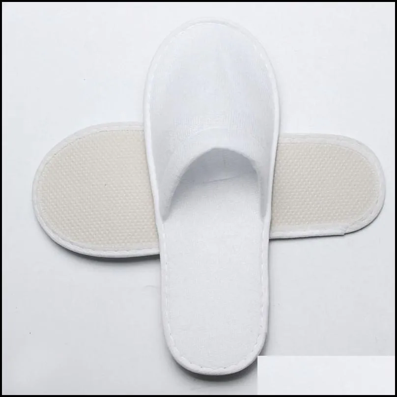 disposable white towelling closed toe travel hotel slippers spa shoes bathroom sets washroom shower bath accessories