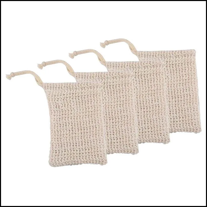 natural ramie foaming net hangable cotton and linen soap saving bags used for exfoliating showering massage foaming