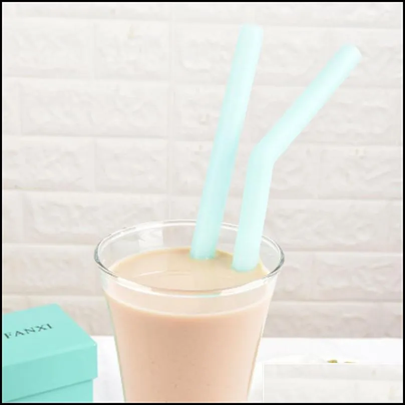 silicone straw set thick thin food grade reusable silicone straw milk juice bubble tea silicone drinking straws set