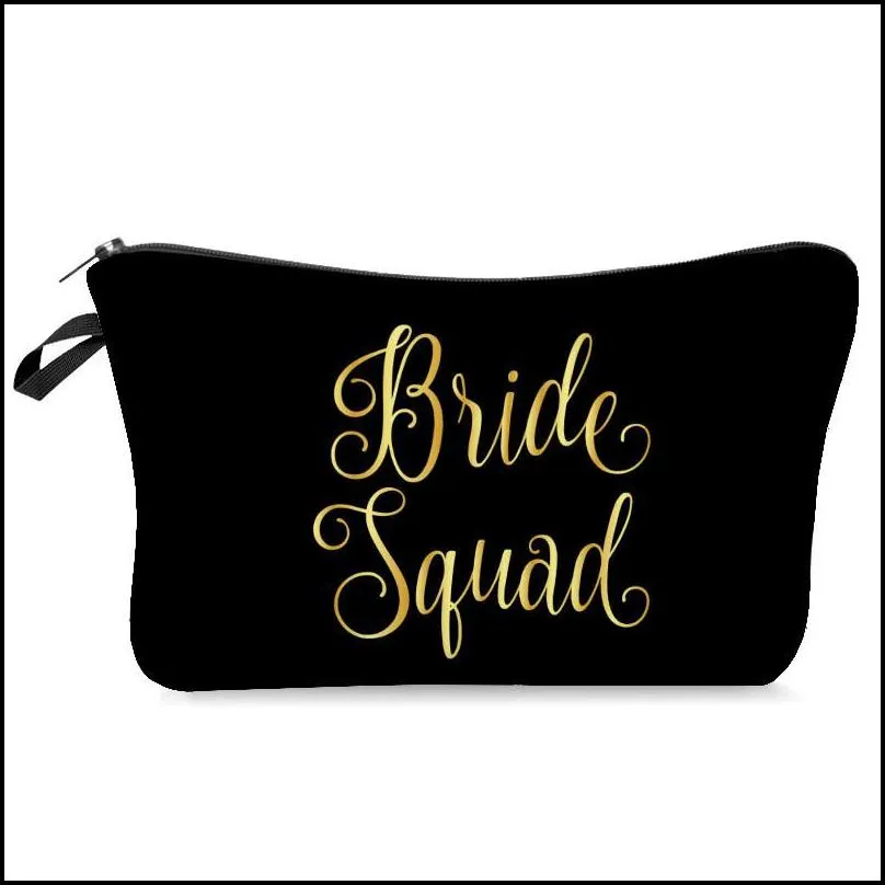 digital printed bridesmaid makeup bag team bride tribe to be makeup gift bag proposal wedding bachelorette party cosmetic pouch