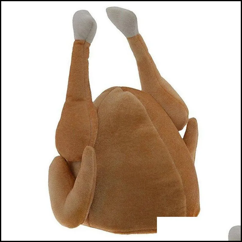 roasted turkey hat thanksgiving day party funny adults outfit accessory orange costume dress up props