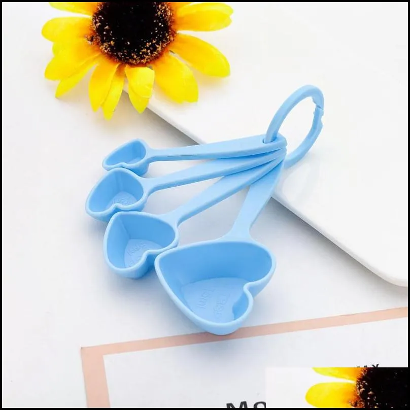heart shaped measuring spoons wedding favor souvenir gift baby shower party favor gifts kitchen baking plastic measurring spoons gifts