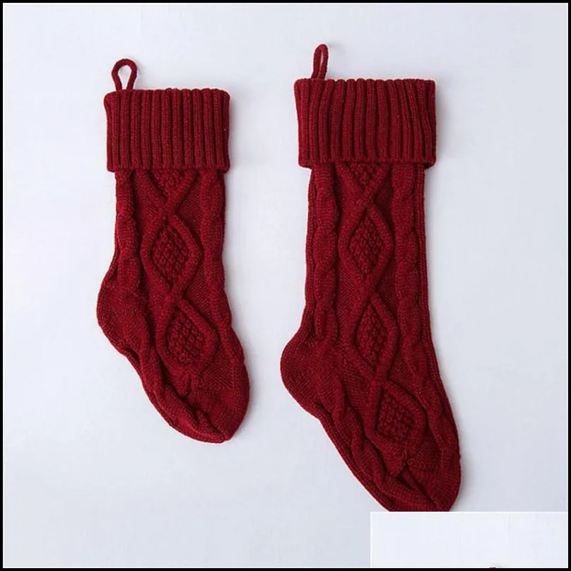 knitted christmas stockings durable christmas fireplace stocking xmas hanging candy socks xmas party home garden decoration