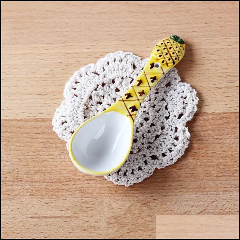 ceramic coffee stirring spoon korean style household tableware dessert watermelon lemon pineapple fruit design ceramic spoon