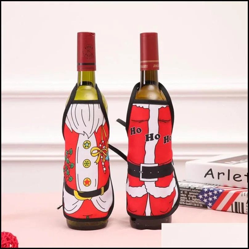 christmas beer bottle apron mini xmas red wine bottle santa claus y lady xmas dog bar ktv bottle sleeve christmas decorations