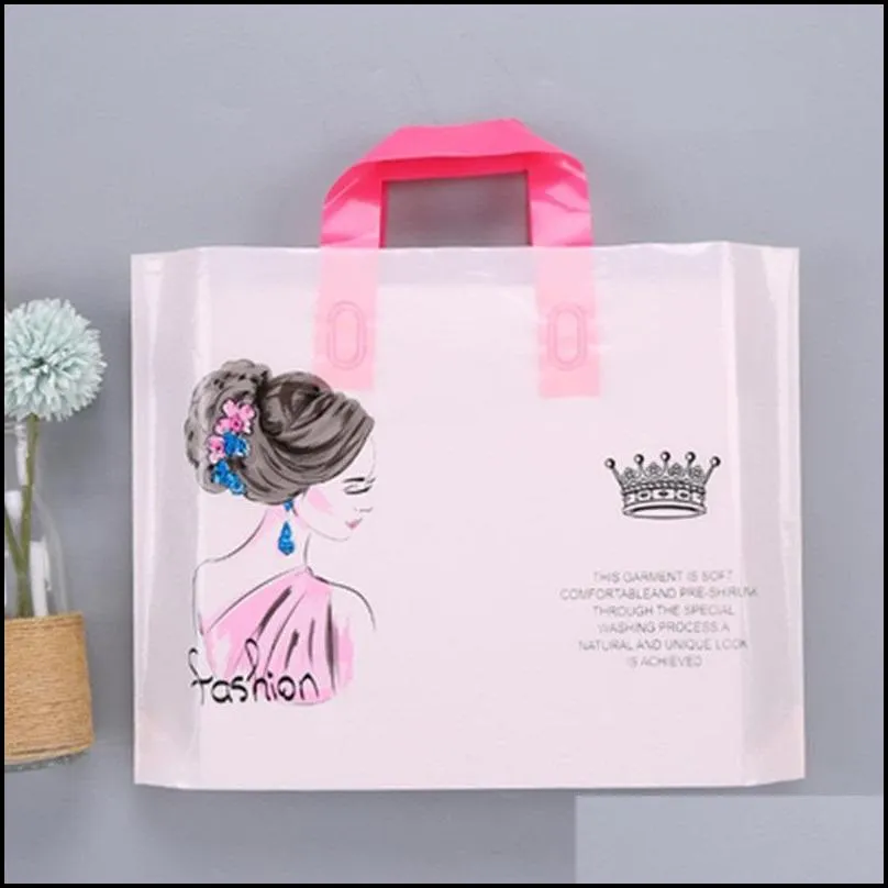 plastic clothing bag with handle shopping package bag thank you special for your transparent plastic gift bag cartoon printed gift