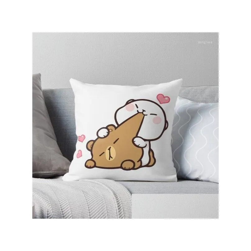 pillow case panda bear hug bubu duda mochi peach cat throw bedroom sofa anime bed fashion pillowcase