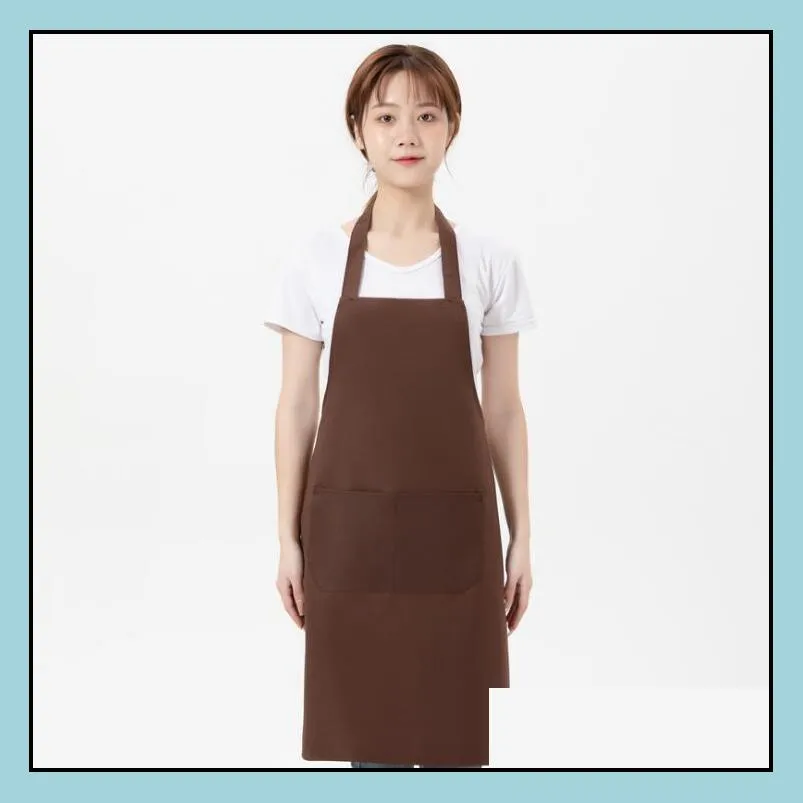 multicolor apron solid color big pocket family cook cooking home baking cleaning tools bib art