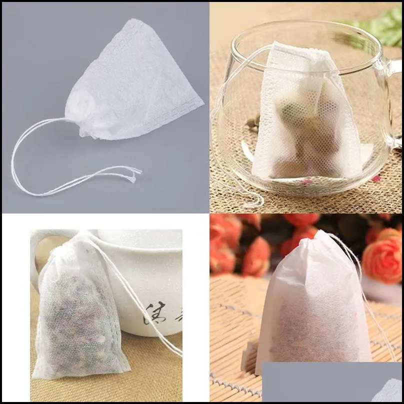 tea filter bags empty disposable cotton drawstring seal tea bag for loose leaf tea coffee herb spice