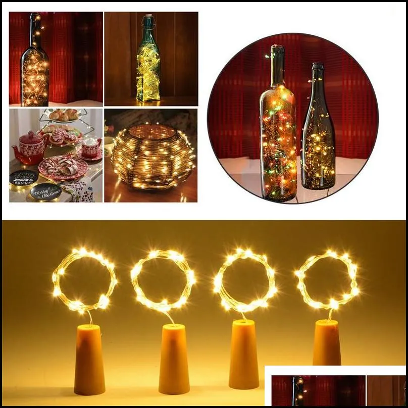 10 led 8 led solar wine bottle stopper copper glow party supplies cork shaped string light led night fairy light