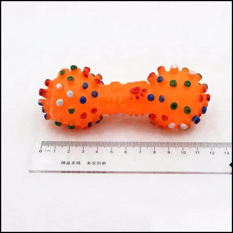 dumbbell dog toys colorful dotted dumbbell shaped puppy toys squeeze squeaky faux bone pet chew toys for dogs