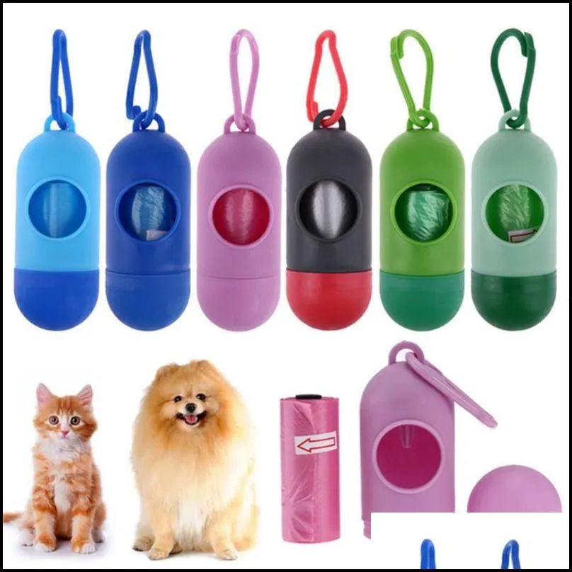 mini pills shape garbage bag storage device pet dog clean up carrier holder case pet waste bags