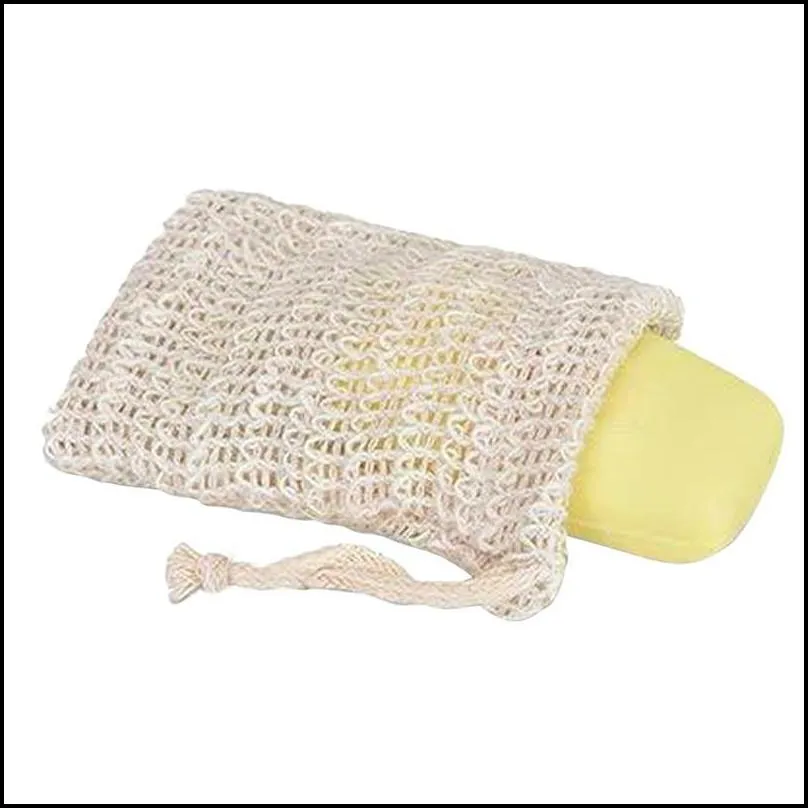 natural ramie foaming net hangable cotton and linen soap saving bags used for exfoliating showering massage foaming
