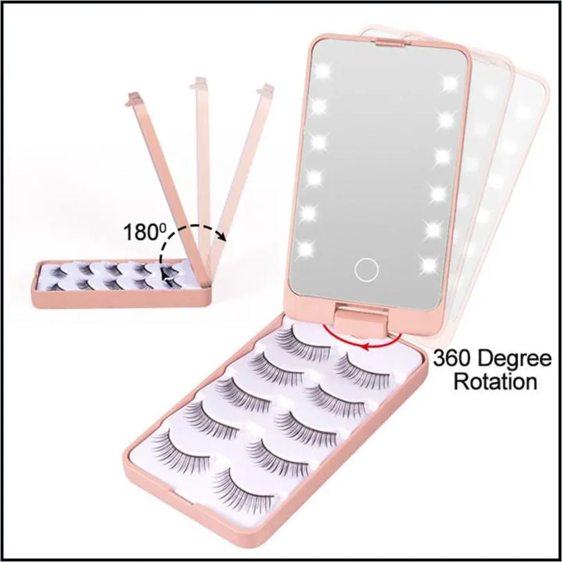 party supplies led light makeup mirror eyelashes box white black pink empty false lashes storage case valentine day christmas gifts for