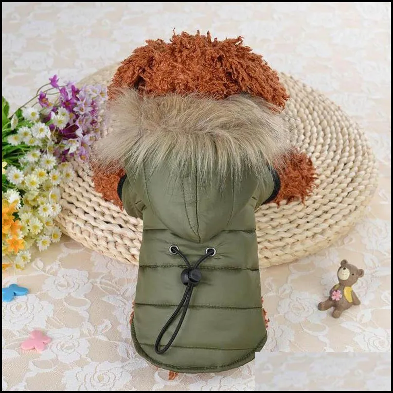 pet dog coat winter warm small dog clothes for pet soft fur hood puppy down jacket clothing 5 sizes