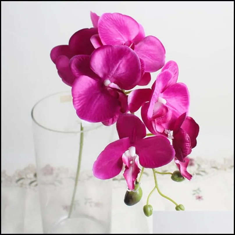 orchid artificial flowers diy artificial butterfly orchid silk flower bouquet phalaenopsis wedding home decoration 6 colors