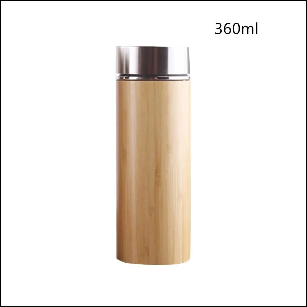 360ml 450ml bamboo travel thermos cup stainless steel water bottle vacuum flasks insulated thermos mug tea bardak cups