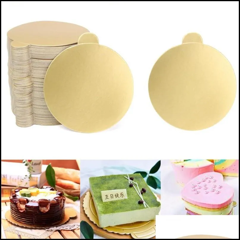 100pcs/set round mousse cake boards gold paper cupcake dessert displays tray wedding birthday cake pastry decorative tools kit