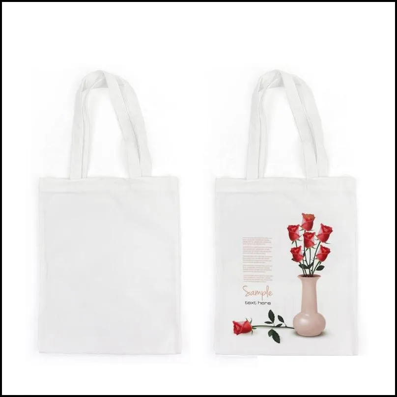 blank sublimation bag diy white polyester cotton fabric shoulder bags heat transfer printing tote bags for grocery