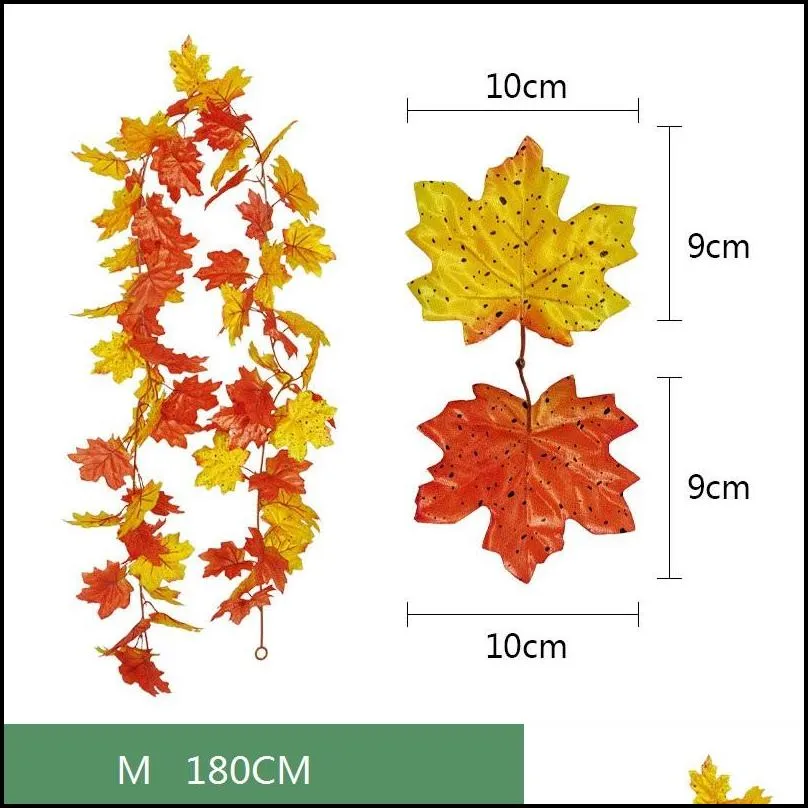 artificial maple leaf vine 180cm maple leaf rattan autumn yellow leaf hanging decoration halloween thanksgiving fake leaves