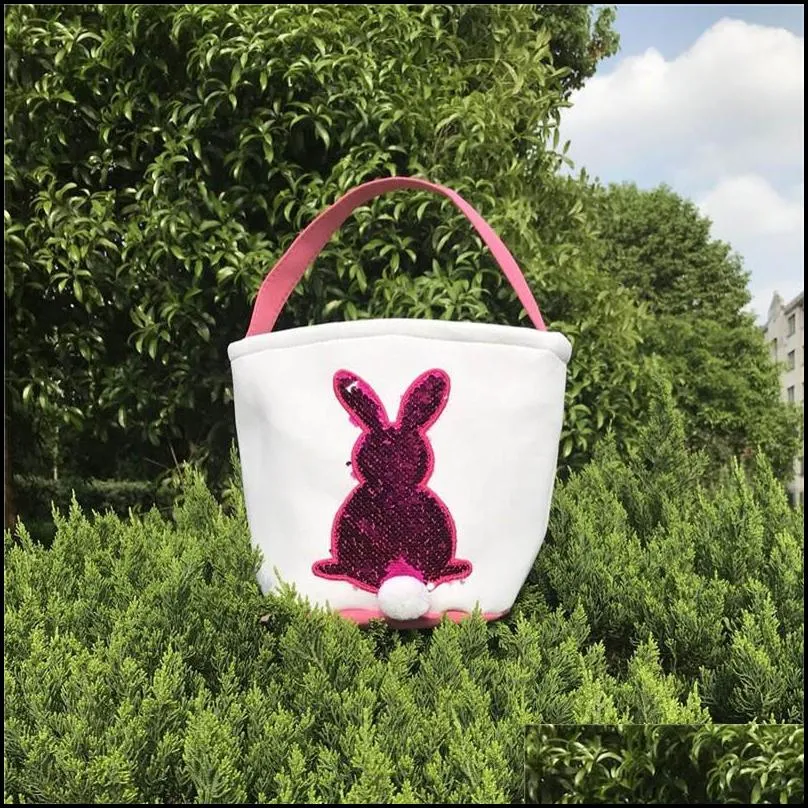 mermaid sequins easter basket canvas rabbit bags bunny storage bag diy cute easter gift handbag rabbit ears put easter eggs baskets