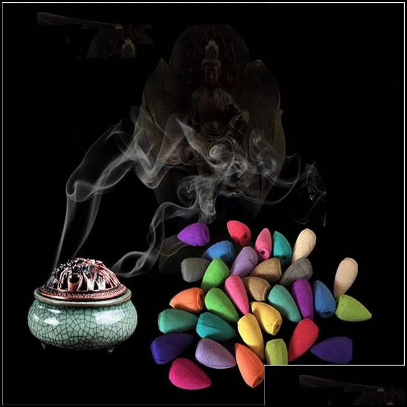 natural smoke backflow cone incense 25pc/box waterfall fragrant tower spices sandalwood rose tulip for home office