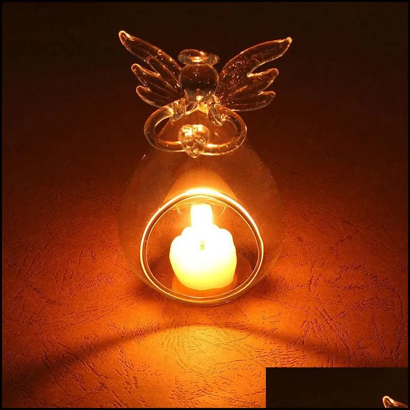 angel glass candlestick crystal hanging tea light candle holder home decor candlestick house home candle holders