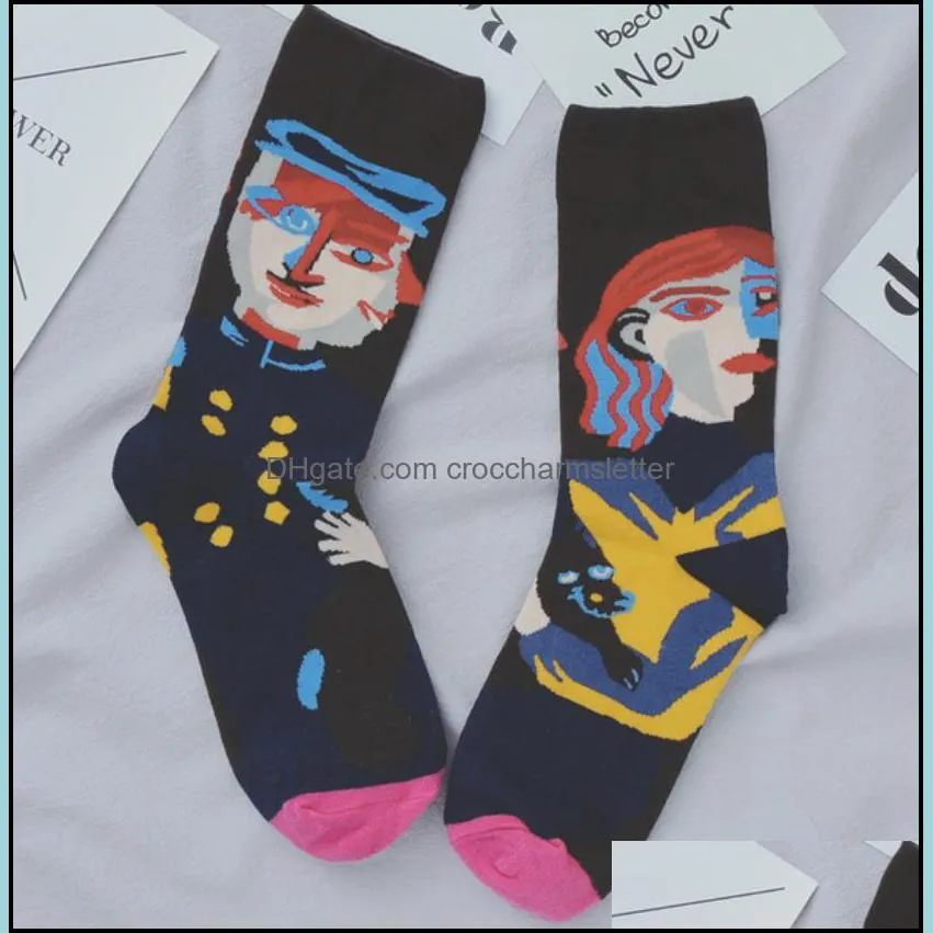 new women long sock cartoon print creative fashion personalized novelty men women socks winter warm comfortable cotton socks