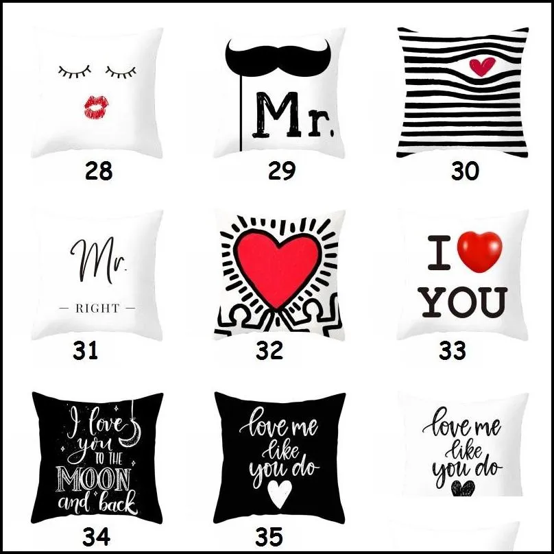 valentine day pillowcase love you mr mrs letters printed pillow cover home office sofa throw pillow case lovers pillow cover