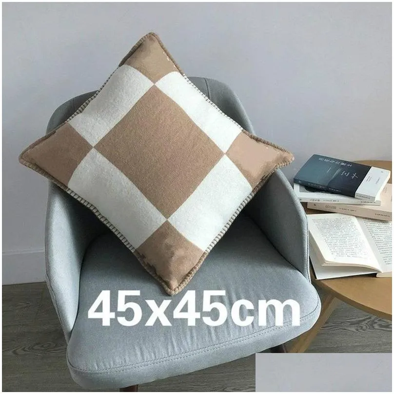 cushion/decorative pillow luxury letter h cashmere design outside covers decorative soft wool throw cases home decor pillows for living