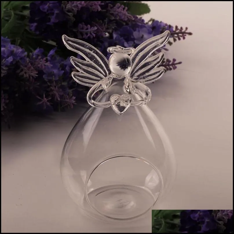 romantic transparent angel christmas hanging tealight holder glass terrarium glass globe candle holder candlestick wedding bar decor