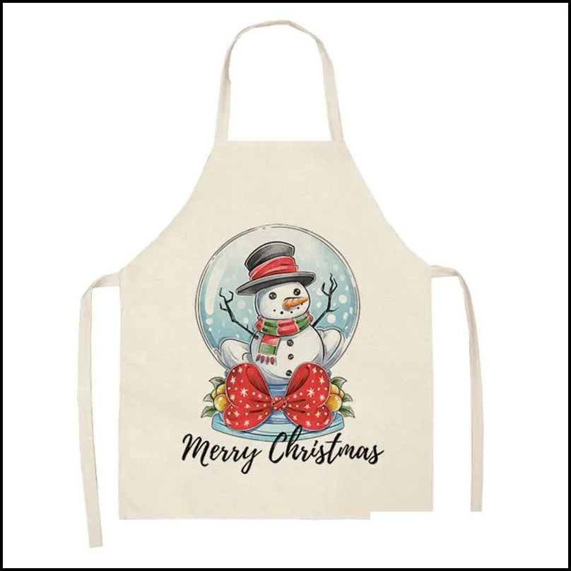 christmas aprons adjustable kitchen women chef cooking santa claus tree snowflake style baking grilling aprons 68x55cm