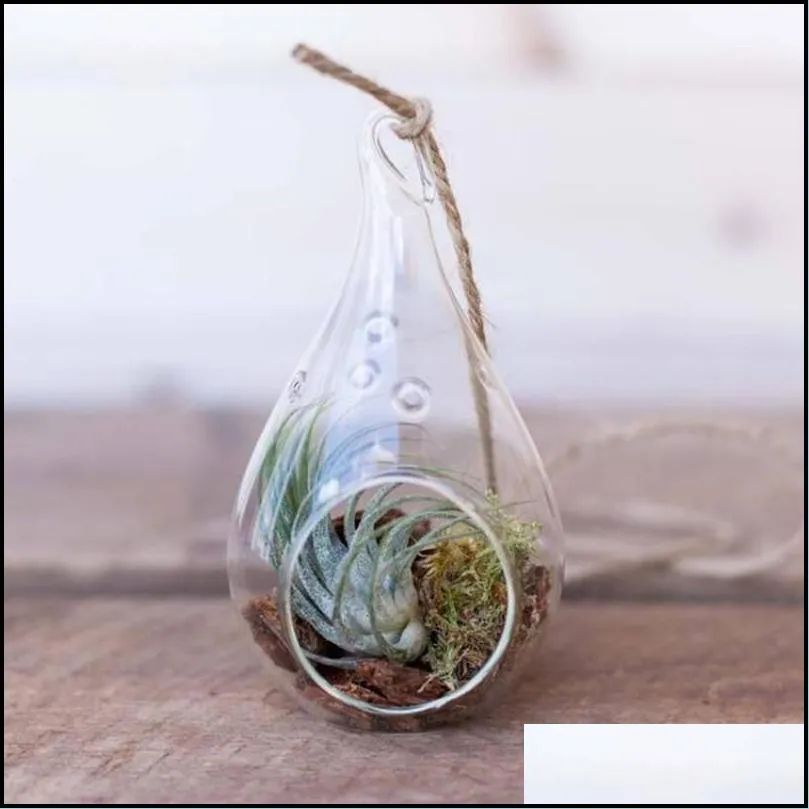 teardrop glass hanging plant terrarium clear glass balls container glass candle holder for home decoration wedding decoration