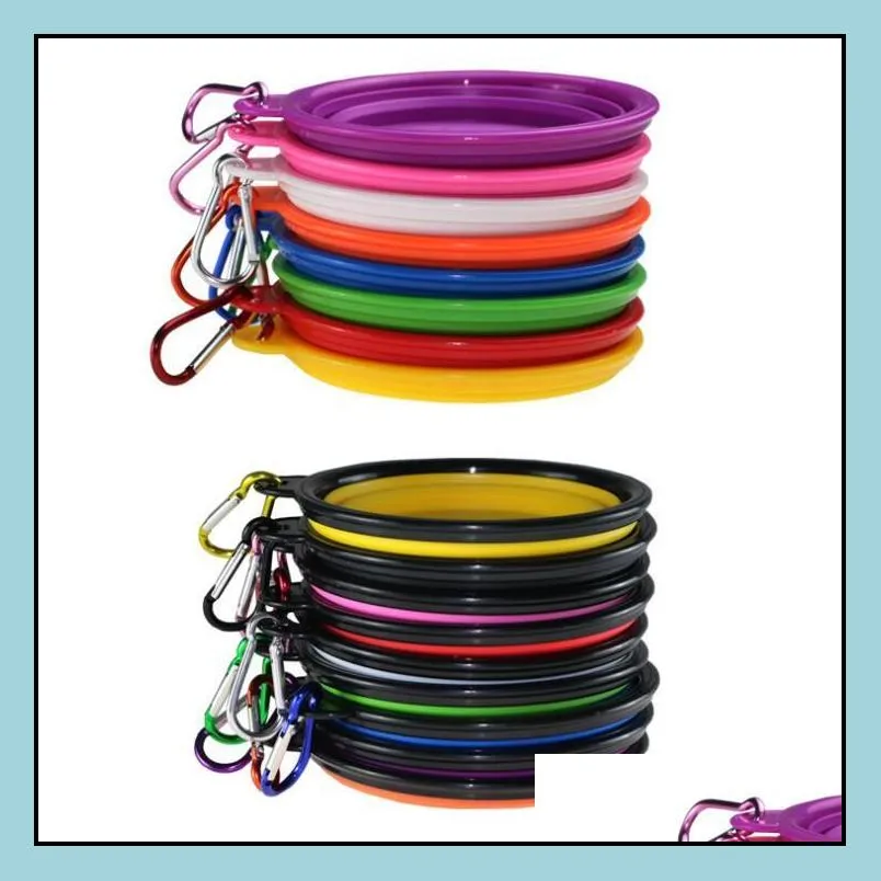 pet dog bowls folding portable dog food container silicone pet bowl puppy collapsible bowls pet feeding bowls with climbing buckle