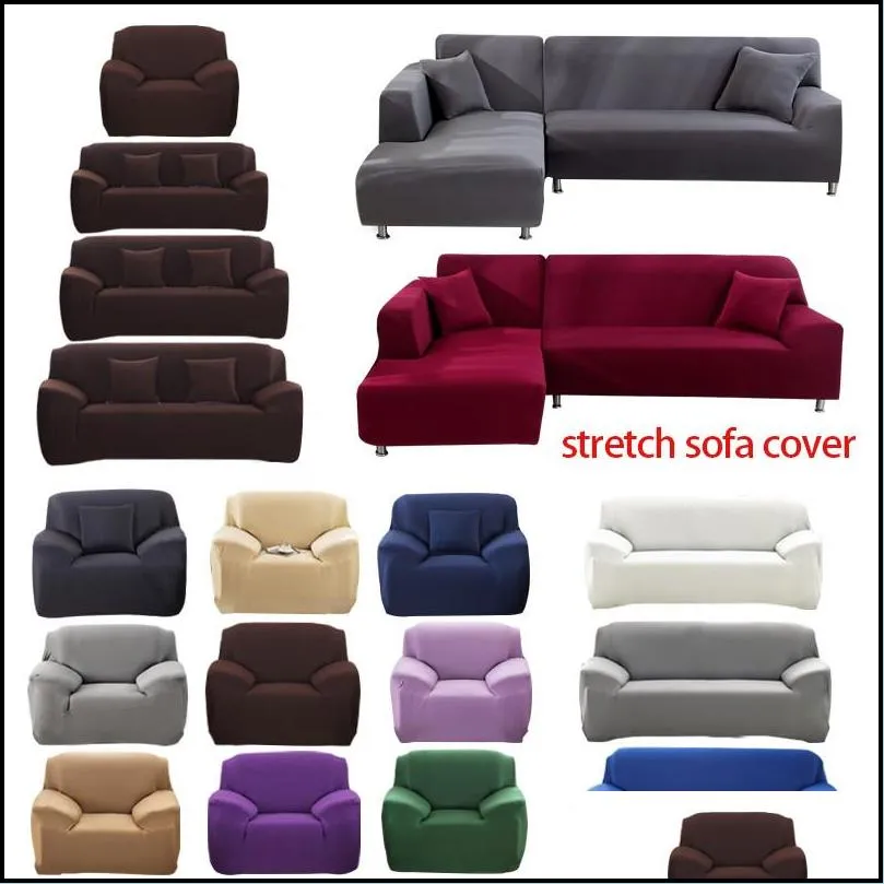 1/2/3/4 seater sofa cover polyester solid color nonslip couch covers stretch furniture protector living room settee slipcover