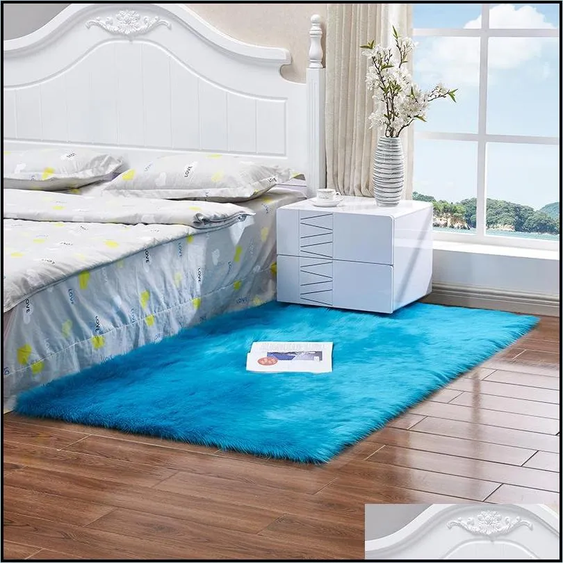 imitation wool floor mat plush soft sheepskin bedroom shaggy carpet rug bedside sofa cushion faux fur carpets