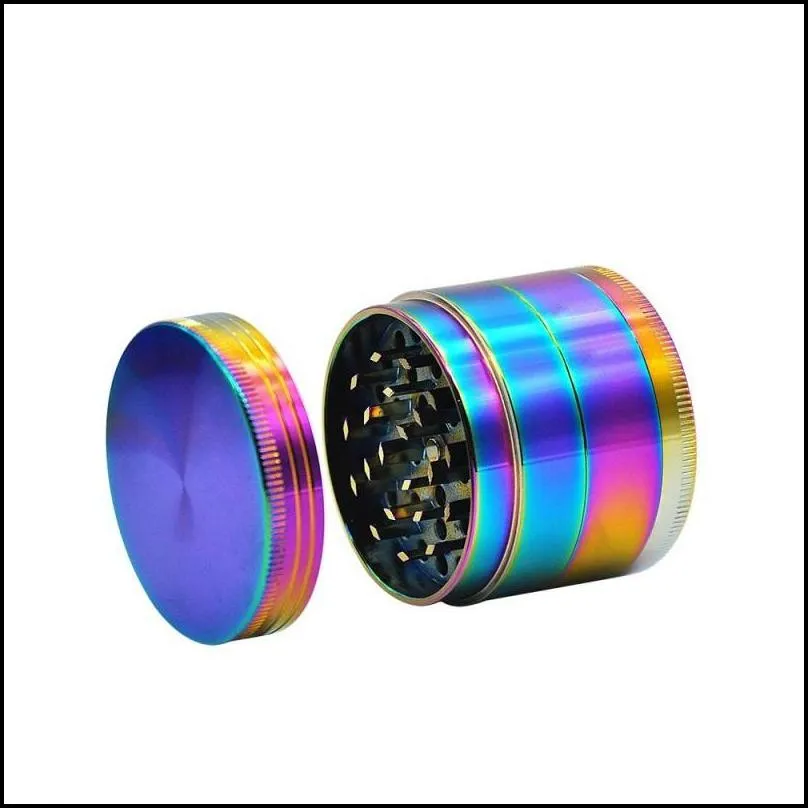 rainbow color herb grinder 4layer 40/50/60mm in diameter metal zinc alloy crusher smoking hand muller tobacco grinder