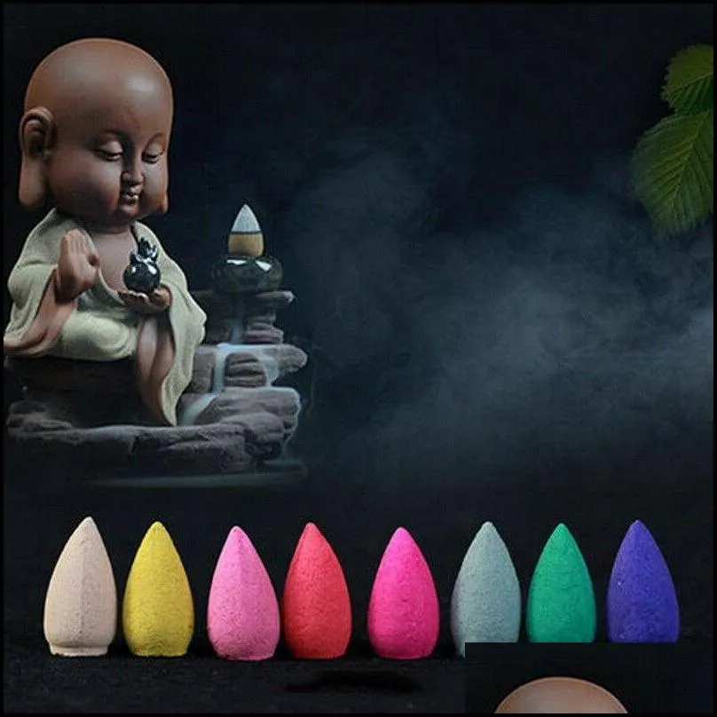 natural smoke backflow cone incense 25pc/box waterfall fragrant tower spices sandalwood rose tulip for home office