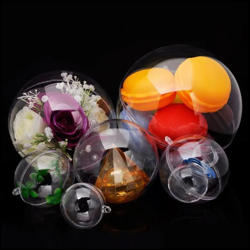transparent clear fillable candy snack ball box xmas ornament tree favor gift 5cm/6cm/7cm/8cm