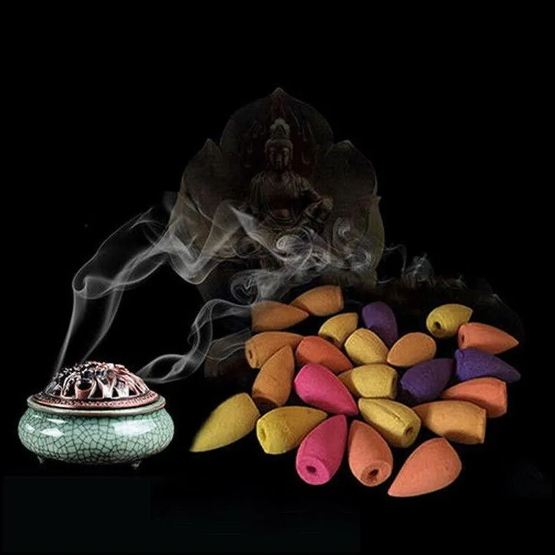 natural smoke backflow cone incense 25pc/box waterfall fragrant tower spices sandalwood rose tulip for home office