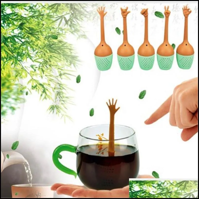 silicone hand gesture tea infuser reusable silicone gesture thumb ok yeah palm love you style tea infuser herbal spice infuser