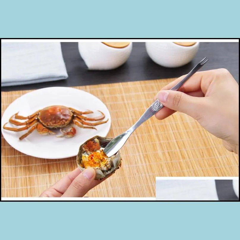 stainless steel lobster crab spoons tools seafood picks lobsters fruit needle forks spoon creative seafood restaurant accessory