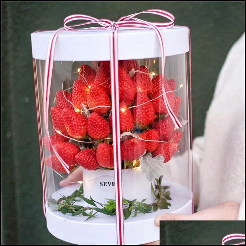 clear round flower boxes wedding birthday transparent pvc flower gift packaging box valentine day mothers day florist supplies