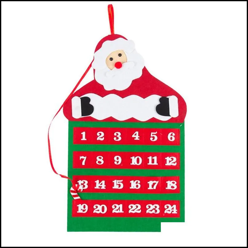 christmas countdown calendar non woven fabric xmas santa claus calendars soft wall hanging calendar merry christmas decorations