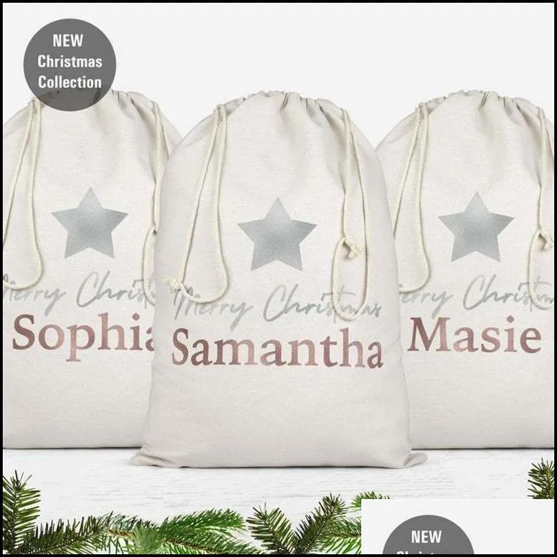 sublimation blank santa sacks diy personalized drawstring bag christmas gift bags pocket heat transfer 2023 new year wholesale