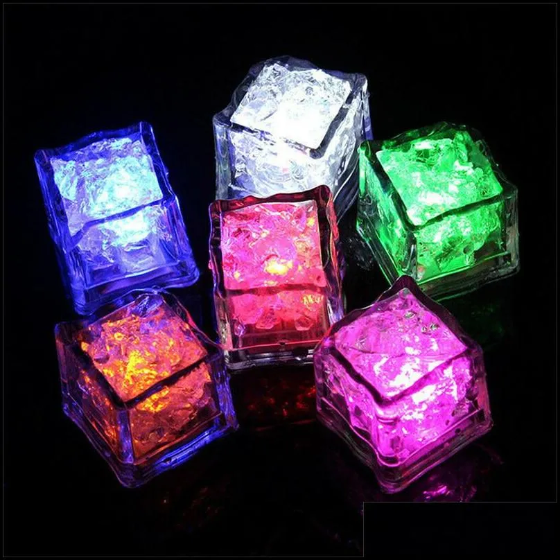 waterproof led ice cube multi color flashing glow in the dark ice cubes bars wedding birthday christmas festival party decor
