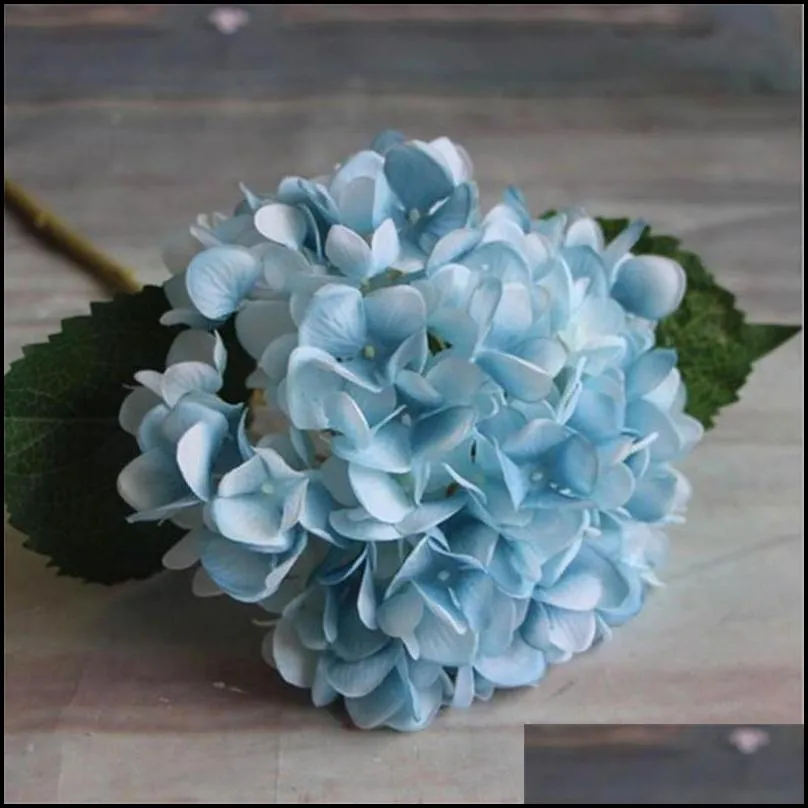 artificial hydrangea flower head fake silk single real touch hydrangeas for wedding centerpieces home party decorative flowers